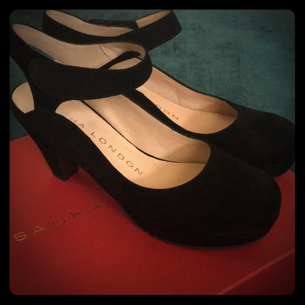 SACHA LONDON Vesta suede "velvet" heels
